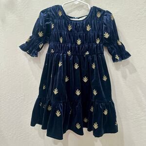 Peek Blue Velvet Gild Sequins Tree Dress